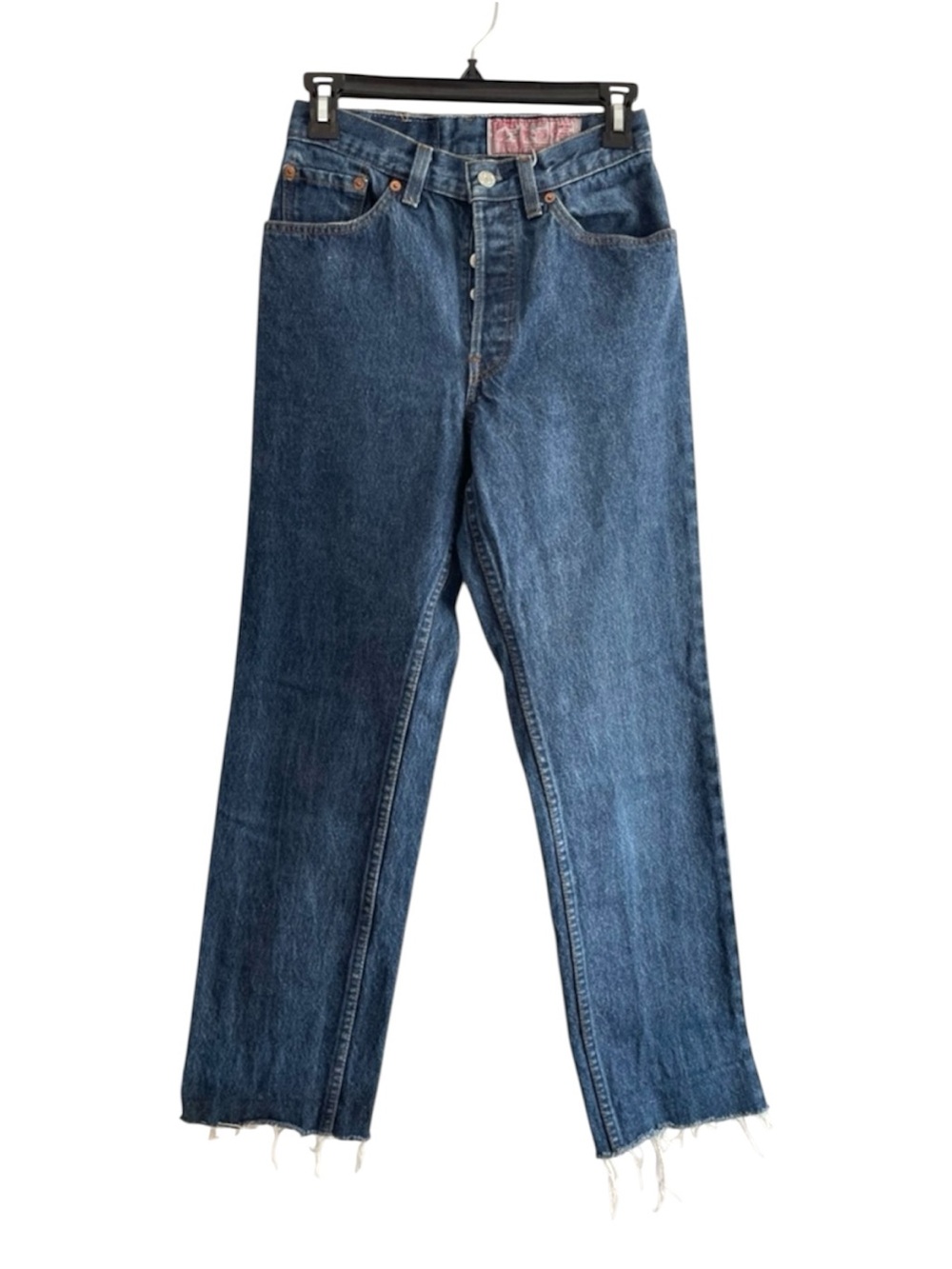 Vintage Levi’s 26501 Made in USA High Rise Straight Leg Jeans Raw Hem 90s Denim